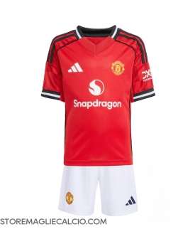 Manchester United Maglia Gara Casa Repliche 2025-26 Bambino Maniche Corte